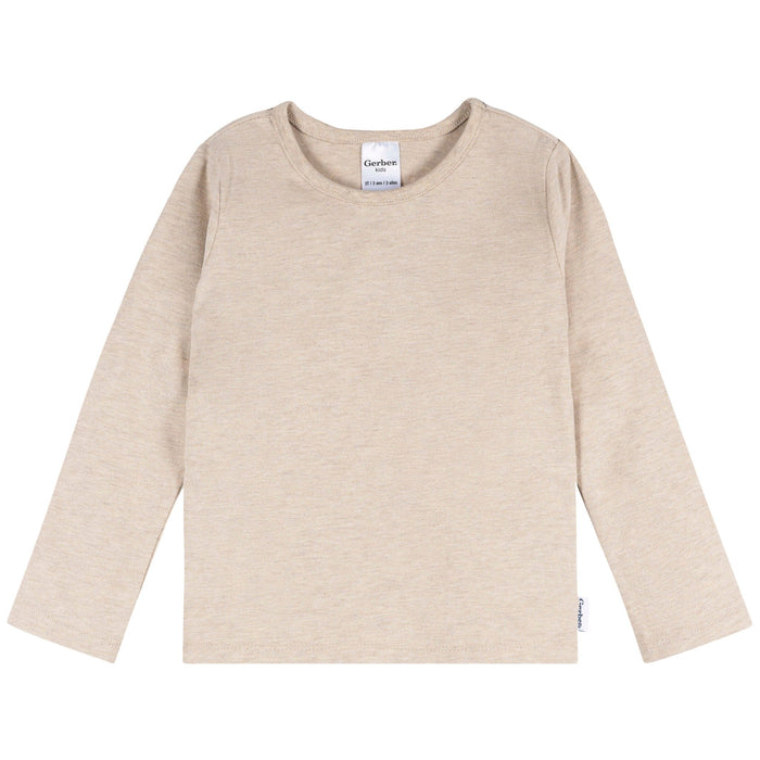 3-Pack Infant & Toddler Girls Navy/Oatmeal/Violet Long Sleeve Shirts Tops Gerber®