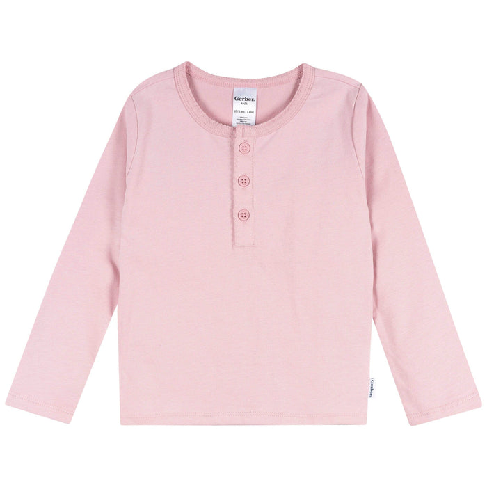 3-Pack Infant & Toddler Girls Navy/Oatmeal/Violet Long Sleeve Shirts Tops Gerber®