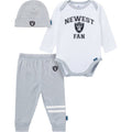 3-Piece Baby Boys Las Vegas Raiders Bodysuit, Active Pant and Cap Outfits & Sets NFL