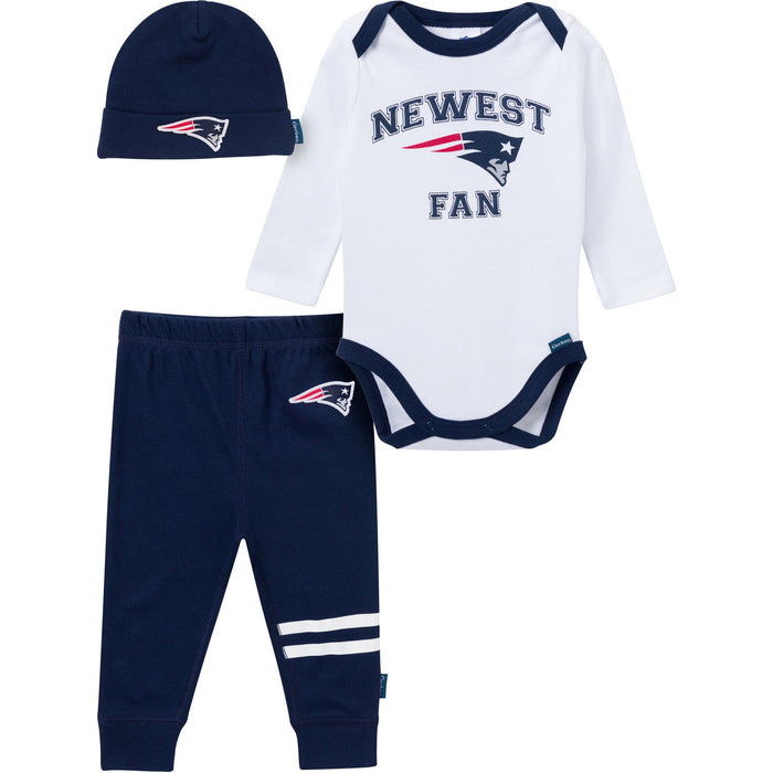 3-Piece Baby Boys New England Patriots Bodysuit, Active Pant and Cap Outfits & Sets NFL