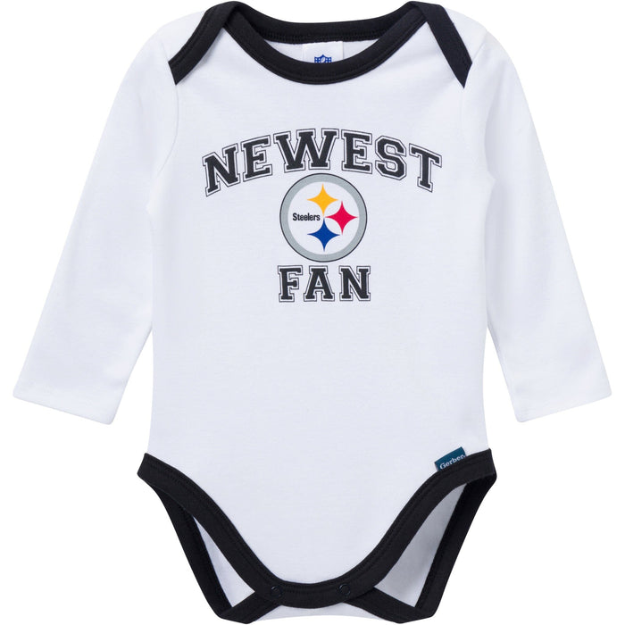 3-Piece Baby Boys Pittsburgh Steelers Bodysuit, Active Pant and Cap Outfits & Sets NFL