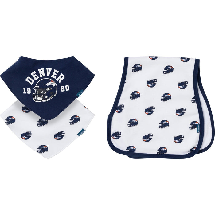 3-Pack Baby Neutral Denver Broncos Bibs and Burp Cloth Set NFL NFL