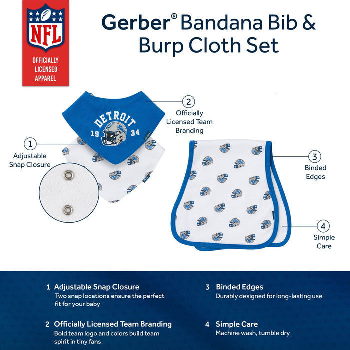 3-Piece Baby Detroit Lions Bibs and Burp Cloth Set NFL NFL