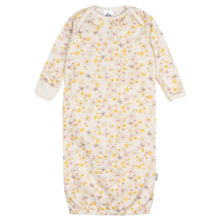 3-Piece Baby Girls Pear Floral Gown Set sleepwear Gerber®