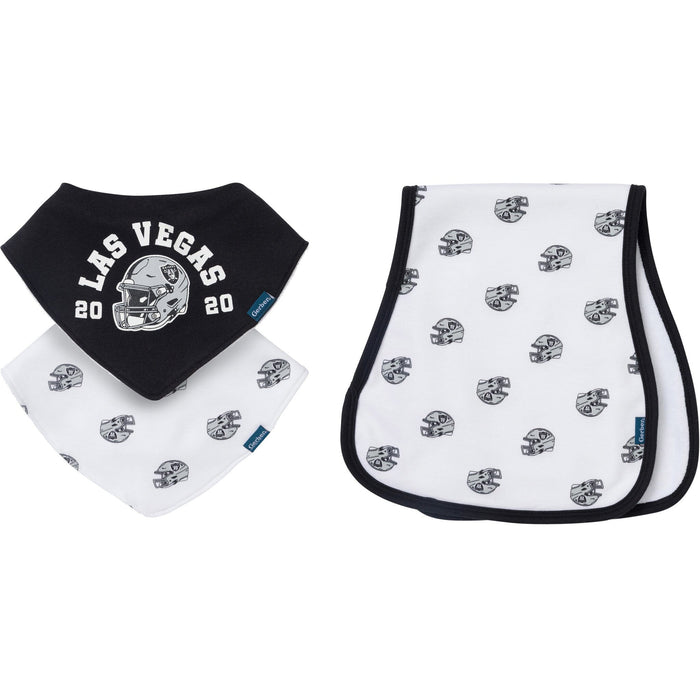 3-Pack Baby Neutral Las Vegas Raiders Bibs and Burp Cloth Set NFL NFL