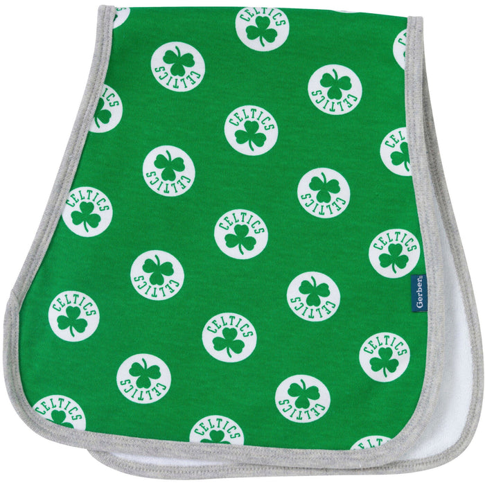 3-Piece Baby Neutral Boston Celtics Bandana Bib and Burp Cloth Set Accessories Gerber®