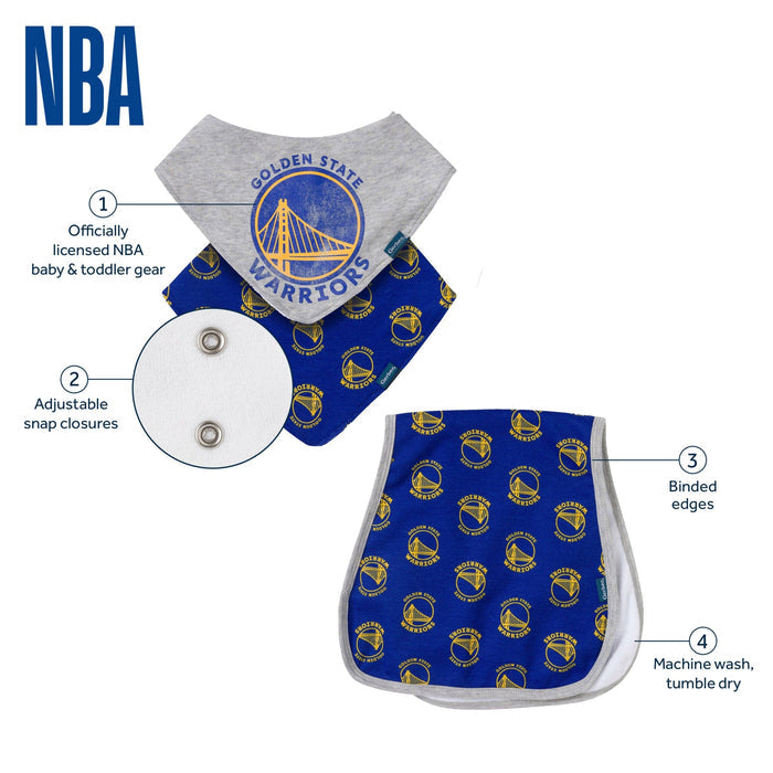 3-Piece Baby Neutral Golden State Warriors Bandana Bib and Burp Cloth Set Accessories Gerber®