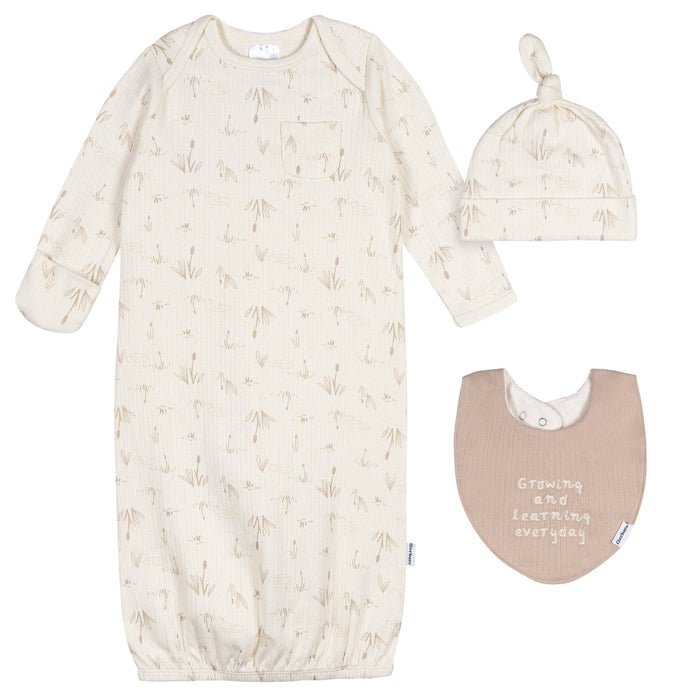 3-Piece Baby Neutral Goose Pond Gown Set sleepwear Gerber®