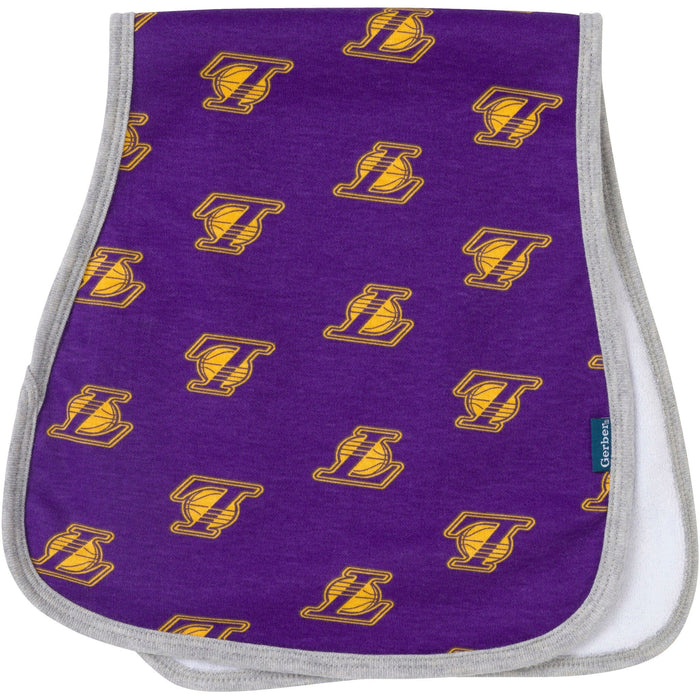 3-Piece Baby Neutral Los Angeles Lakers Bandana Bib and Burp Cloth Set Accessories Gerber®