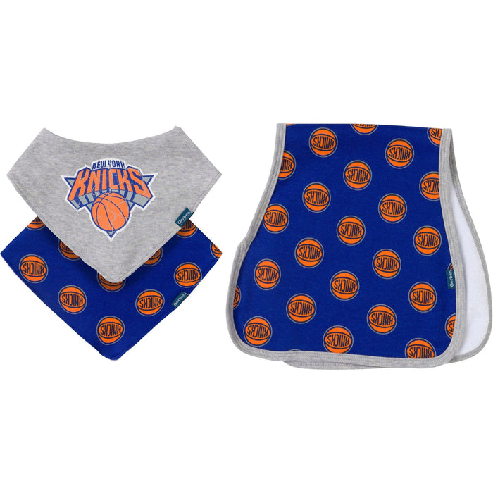 3-Piece Baby Neutral New York Knicks Bandana Bib and Burp Cloth Set Accessories Gerber®