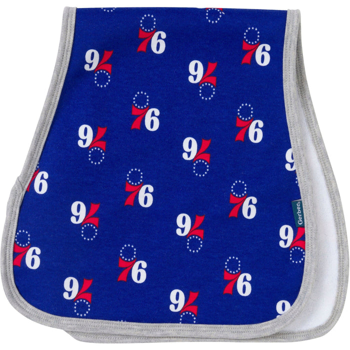 3-Piece Baby Neutral Philadelphia Sixers Bandana Bib and Burp Cloth Set Accessories Gerber®