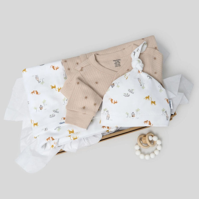 3-Piece Baby Neutral Safari Sleep Starters Gift Set sleepwear Gerber®