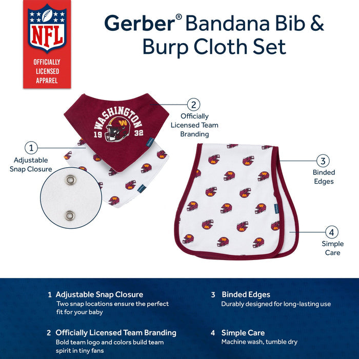 3-Piece Baby Washington Commanders Bibs and Burp Cloth Set NFL NFL