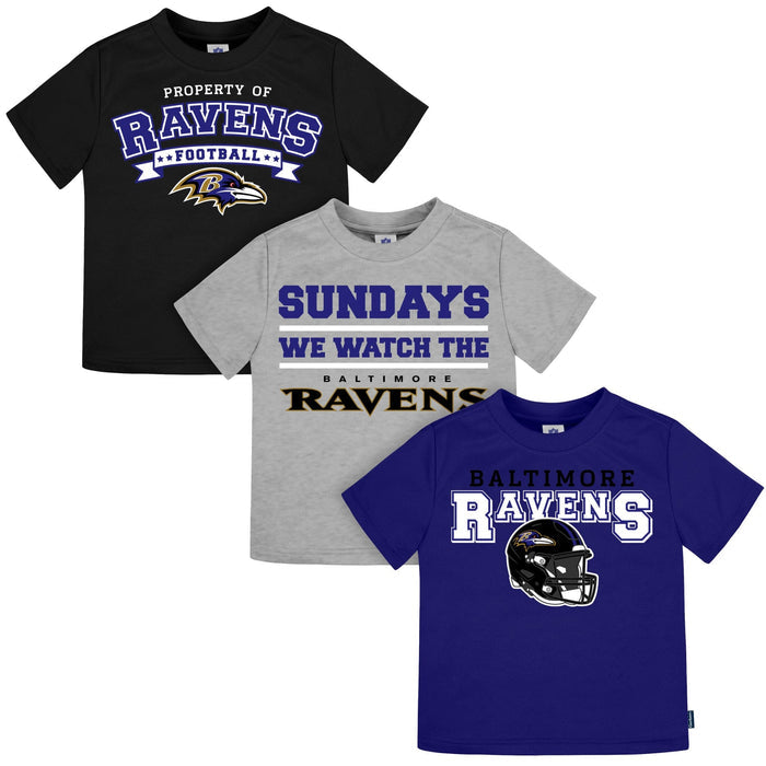 3-Piece Infant & Toddler Neutral Baltimore Ravens T-Shirts Tops NFL