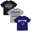 3-Piece Infant & Toddler Neutral Baltimore Ravens T-Shirts Tops NFL
