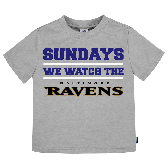 3-Piece Infant & Toddler Neutral Baltimore Ravens T-Shirts Tops NFL