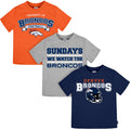 3-Piece Infant & Toddler Neutral Denver Broncos T-Shirts Tops NFL