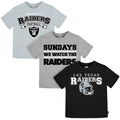 3-Piece Infant & Toddler Neutral Las Vegas Raiders T-Shirts Tops NFL