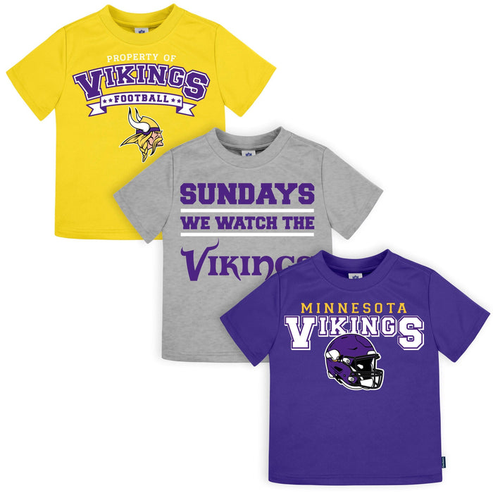 3-Piece Infant & Toddler Neutral Minnesota Vikings T-Shirts Tops NFL