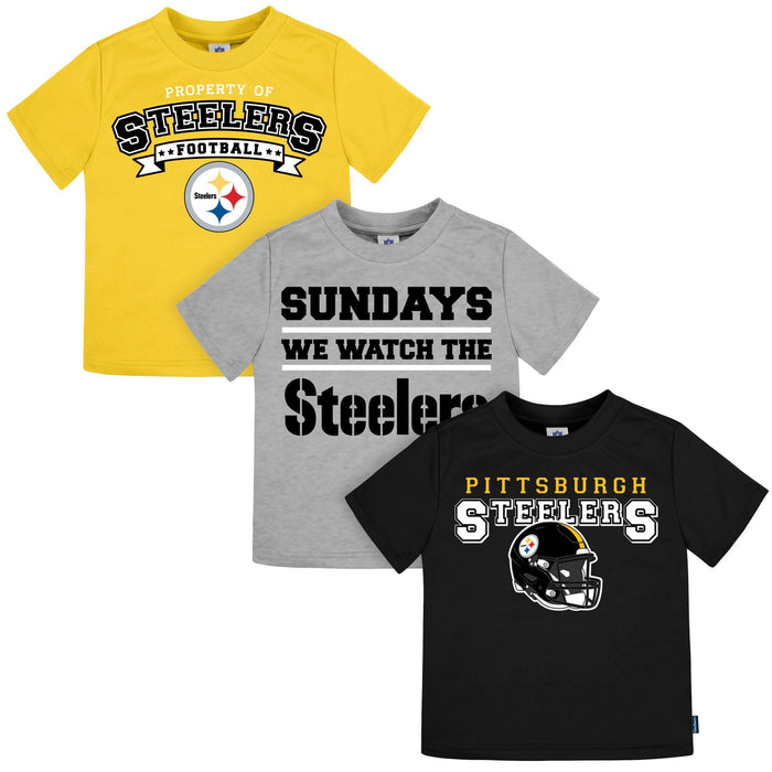 3-Piece Infant & Toddler Neutral Pittsburgh Steelers T-Shirts Tops NFL