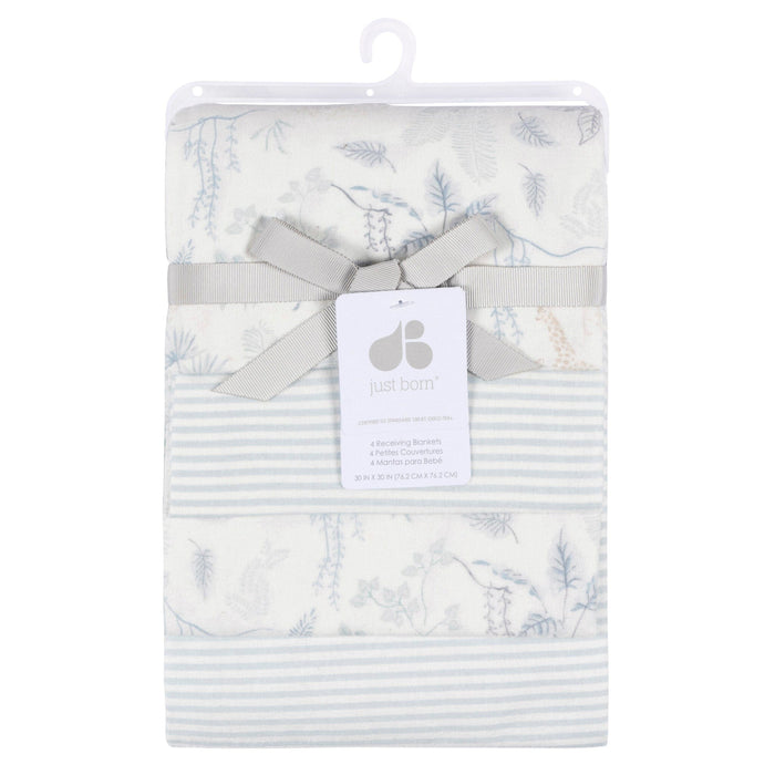 4-Pack Baby Boys Blue Leaf Cotton Flannel Blanket Blankets Gerber®