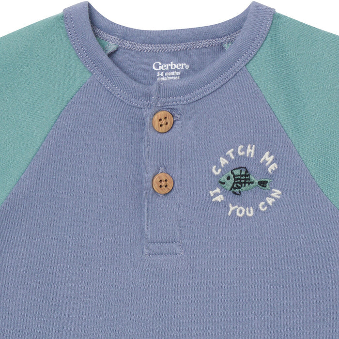 4-Pack Baby Boys Catch Me Fishing Short Sleeve Bodysuits onesies Gerber®