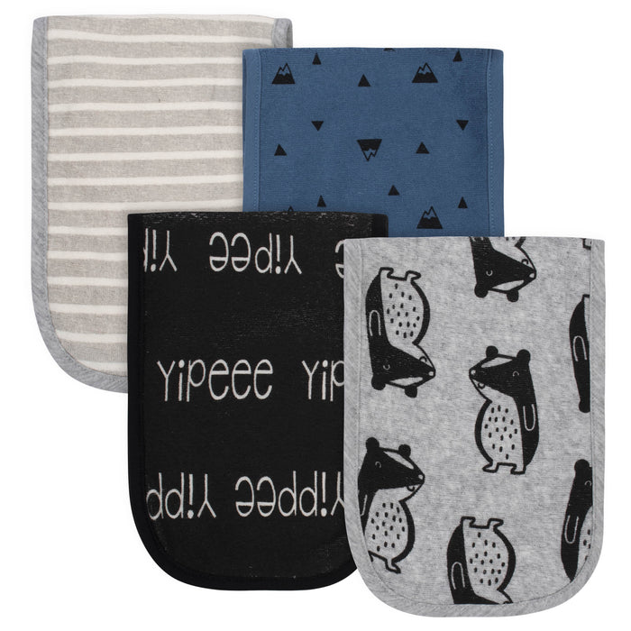 4-Pack Baby Boys Comfy Stretch Badger Burp Cloths-Gerber Childrenswear