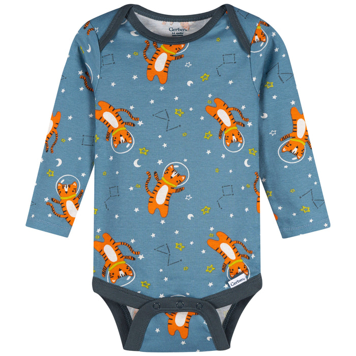 4-Pack Baby Boys Space Animals Long Sleeve Onesies® Bodysuits and Sleep 'N Play outfits Gerber®