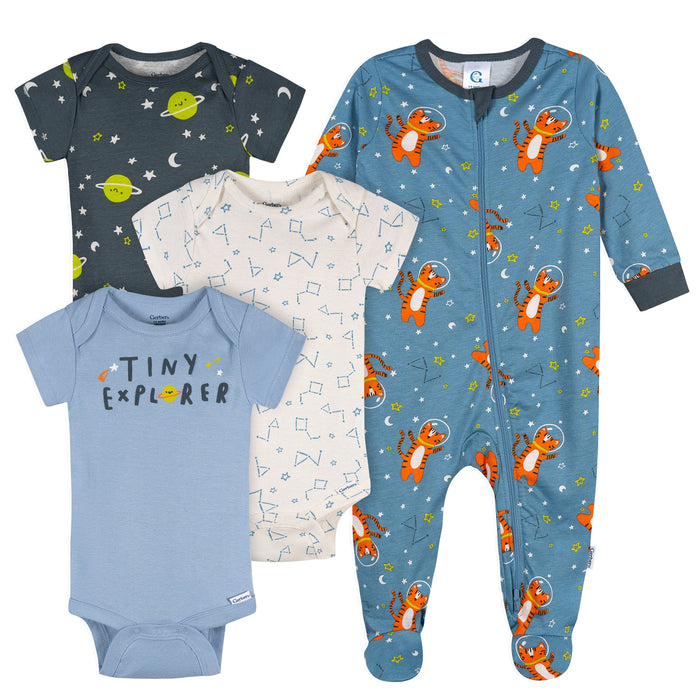4-Pack Baby Boys Space Animals Onesies® Bodysuits and Sleep 'N Play outfits Gerber®
