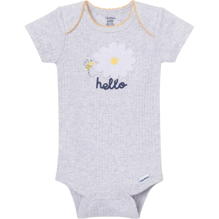 4-Pack Baby Girls Bee Flower Garden Short Sleeve Bodysuits onesies Gerber®