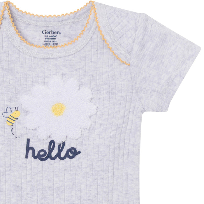 4-Pack Baby Girls Bee Flower Garden Short Sleeve Bodysuits onesies Gerber®