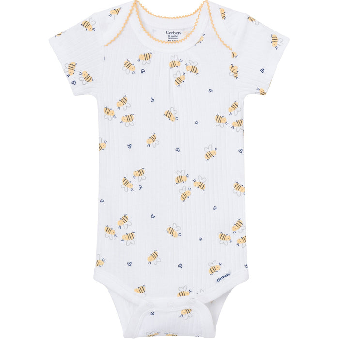 4-Pack Baby Girls Bee Flower Garden Short Sleeve Bodysuits onesies Gerber®