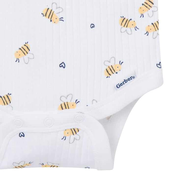 4-Pack Baby Girls Bee Flower Garden Short Sleeve Bodysuits onesies Gerber®