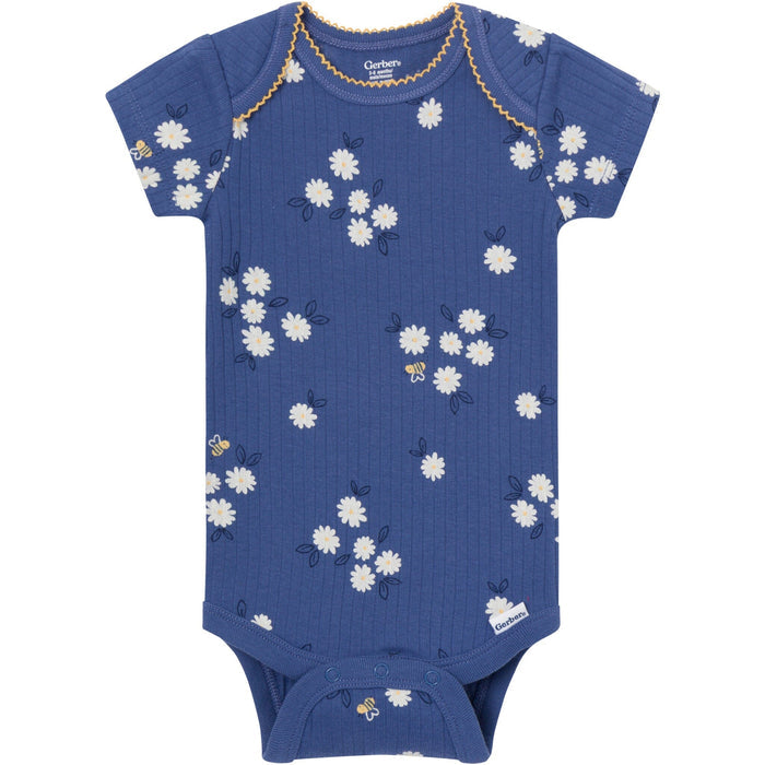 4-Pack Baby Girls Bee Flower Garden Short Sleeve Bodysuits onesies Gerber®