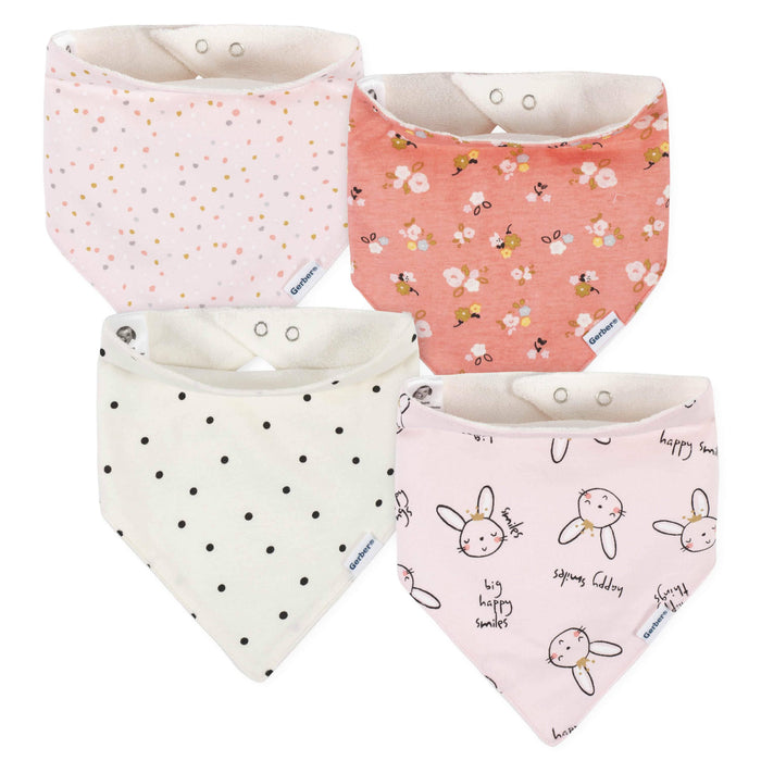 4-Pack Baby Girls Bunny Ballerina Bandana Bibs-Gerber Childrenswear