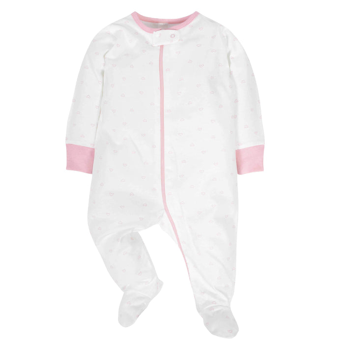 4-Pack Baby Girls Castle Zip Front Sleep ‘N Plays With Mitten Cuffs