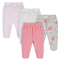 4-Pack Baby Girls Floral Microfleece Pants-Gerber Childrenswear