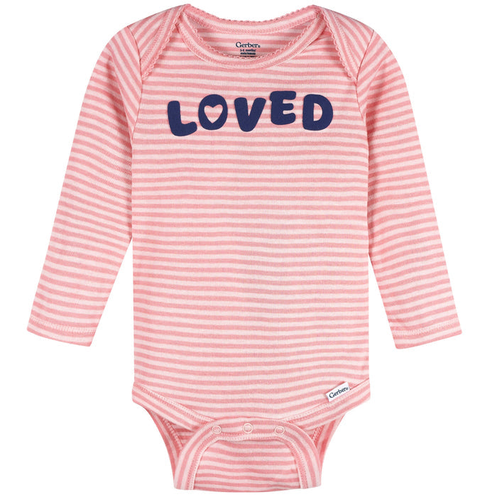 4-Pack Baby Girls Hearts & Dreams Long Sleeve Onesies® Bodysuits and Sleep 'N Play outfits Gerber®