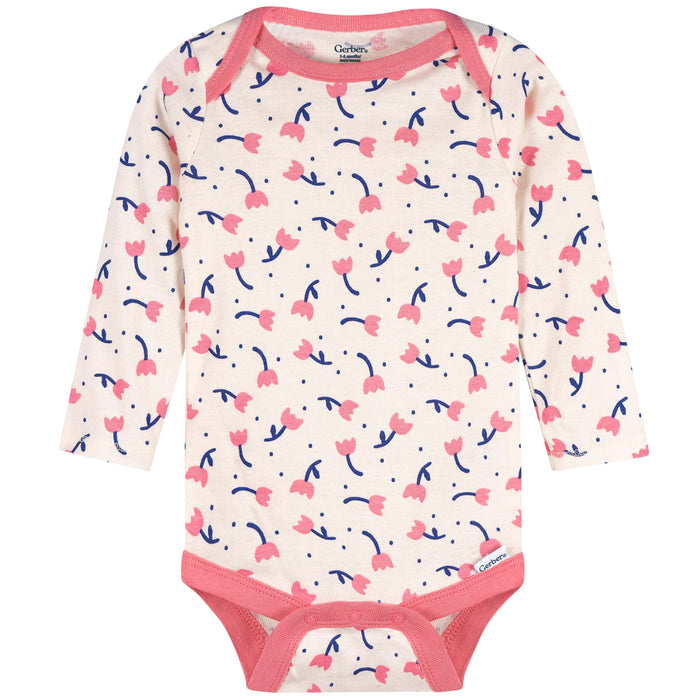 4-Pack Baby Girls Hearts & Dreams Long Sleeve Onesies® Bodysuits and Sleep 'N Play outfits Gerber®
