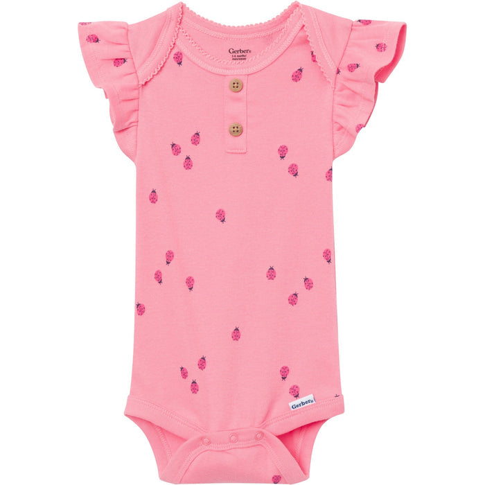 4-Pack Baby Girls Ladybug Pink Short Sleeve Bodysuits onesies Gerber®
