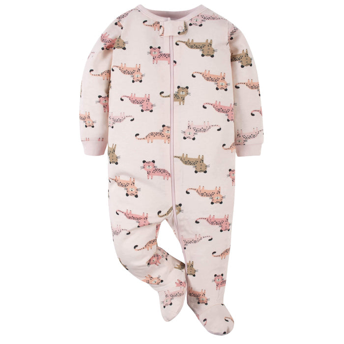 4-Pack Baby Girls Leopard Sleep 'n Plays-Gerber Childrenswear