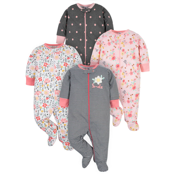 4-Pack Baby Girls Love You & Garden Floral Sleep 'N Plays