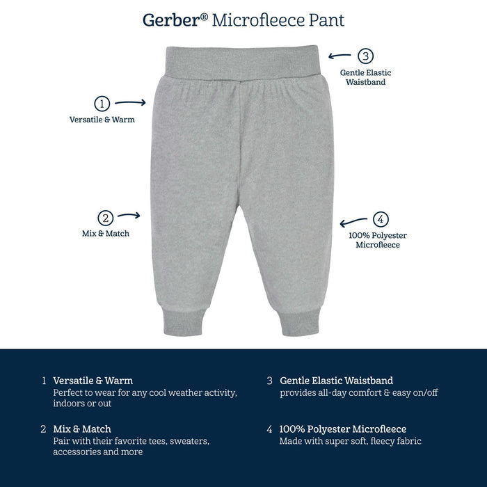 4-Pack Baby Girls Pink, Gray, & Black Microfleece Pants-Gerber Childrenswear