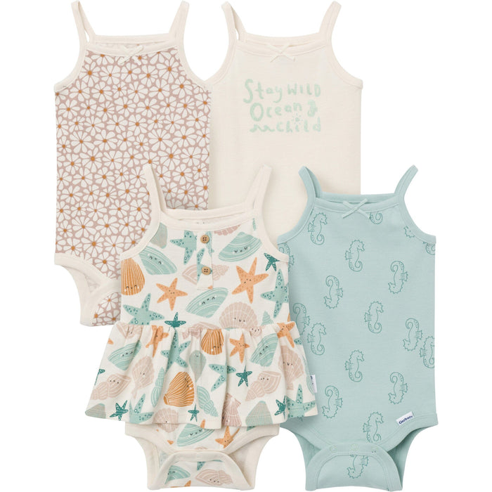 4-Pack Baby Girls Shells Sleeveless Bodysuits onesies Gerber®