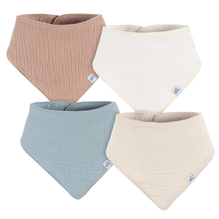 4-Pack Baby Neutral Brown Multi Bandana Bib bibs Just Born®