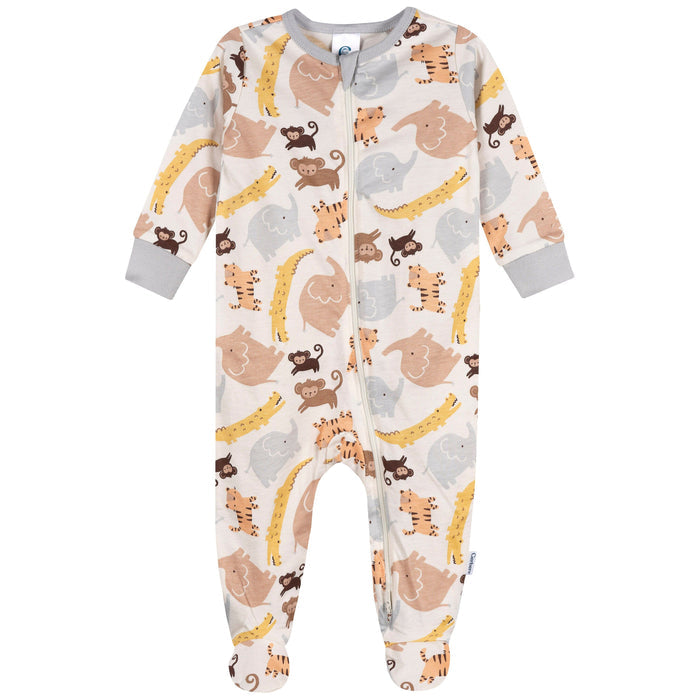 4-Pack Baby Neutral Safari Smiles Onesies® Bodysuits and Sleep 'N Play outfits Gerber®