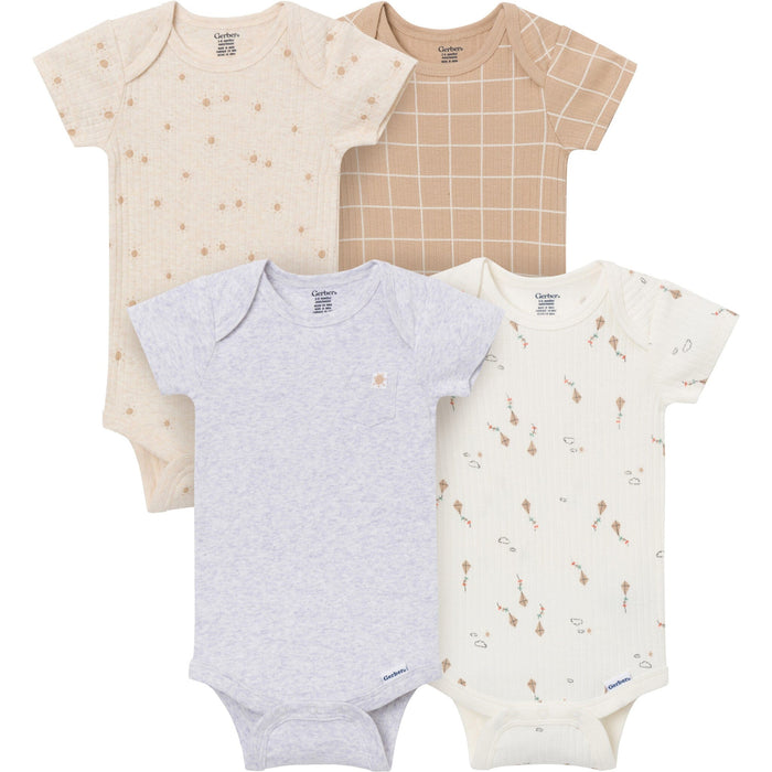 4-Pack Baby Neutral Sunny Day Kites Short Sleeve Bodysuits onesies Gerber®