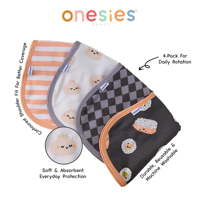 4-Pack Baby Neutral Sushi Burp Cloths bibs Gerber®