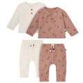 4-Piece Baby Boys Brown and Gray Henley Top With Pants Outfits & Sets Gerber®