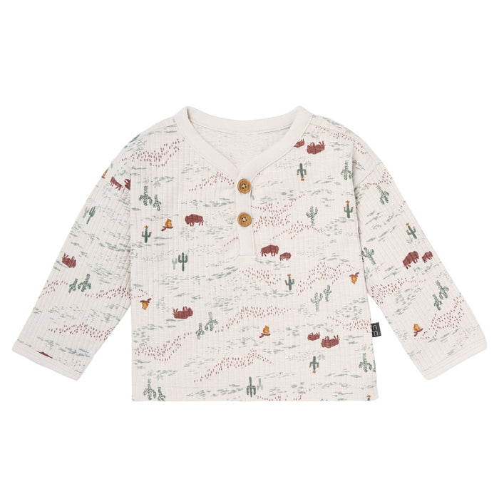4-Piece Baby Boys Gray Henley Top With Pants Outfits & Sets Gerber®